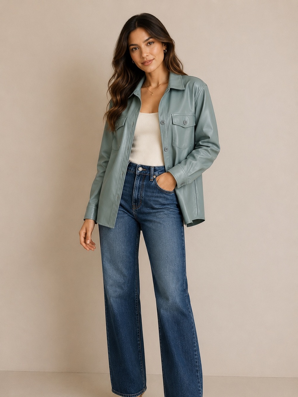 Allie Rose Vegan/Faux Leather Shacket